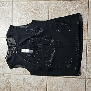 Talbots Dressy Black Sequined & Sheer top